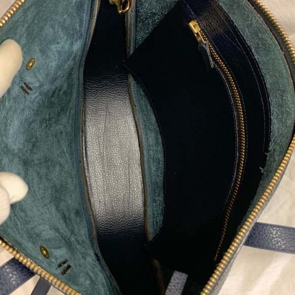 Blue pebble leather shoulder bag purse custom - Picture 10 of 12